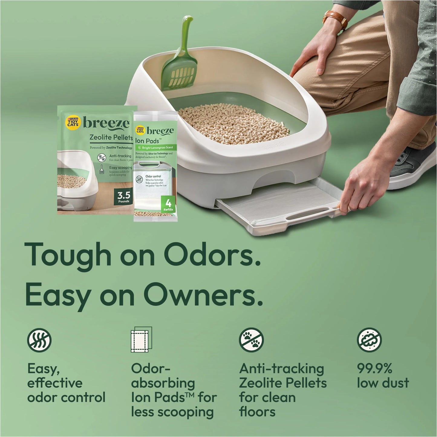 Purina Breeze Cat Litter System Refill Pack with Ion Cat Litter Pads and Zeolite Pellet Cat Litter