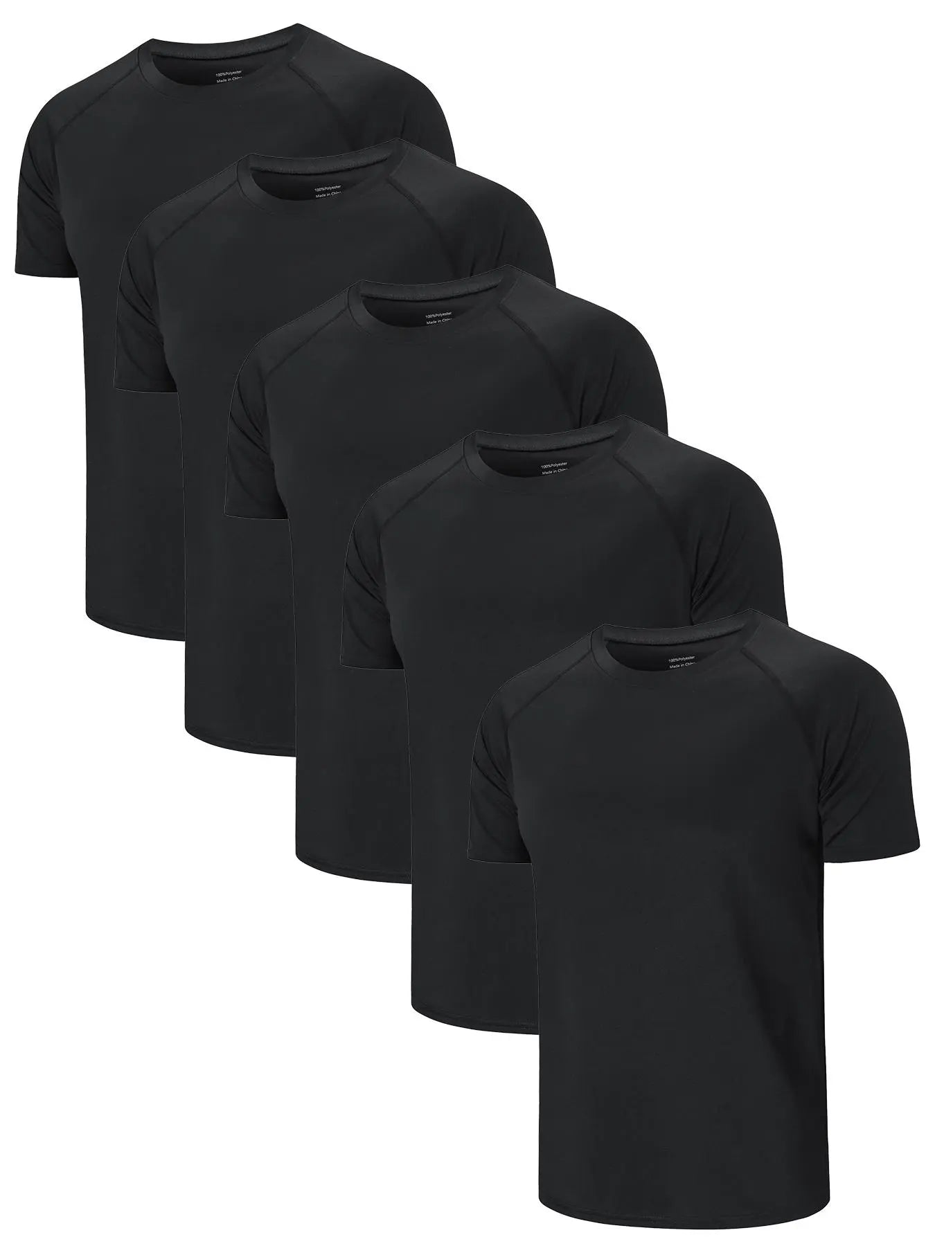3/5 Pack Men'S Short Sleeve Sport round Neck Shirt, Breathable Cool Polyester T-Shirt, Ideal for Running Cycling Fitness, Quick Dry Casual Sports Top, Athletic Shirt