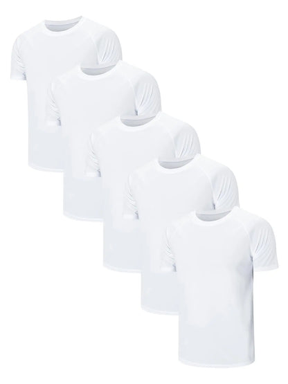 3/5 Pack Men'S Short Sleeve Sport round Neck Shirt, Breathable Cool Polyester T-Shirt, Ideal for Running Cycling Fitness, Quick Dry Casual Sports Top, Athletic Shirt
