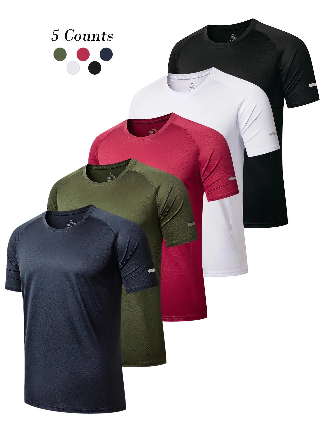3/5 Pack Men'S Short Sleeve Sport round Neck Shirt, Breathable Cool Polyester T-Shirt, Ideal for Running Cycling Fitness, Quick Dry Casual Sports Top, Athletic Shirt