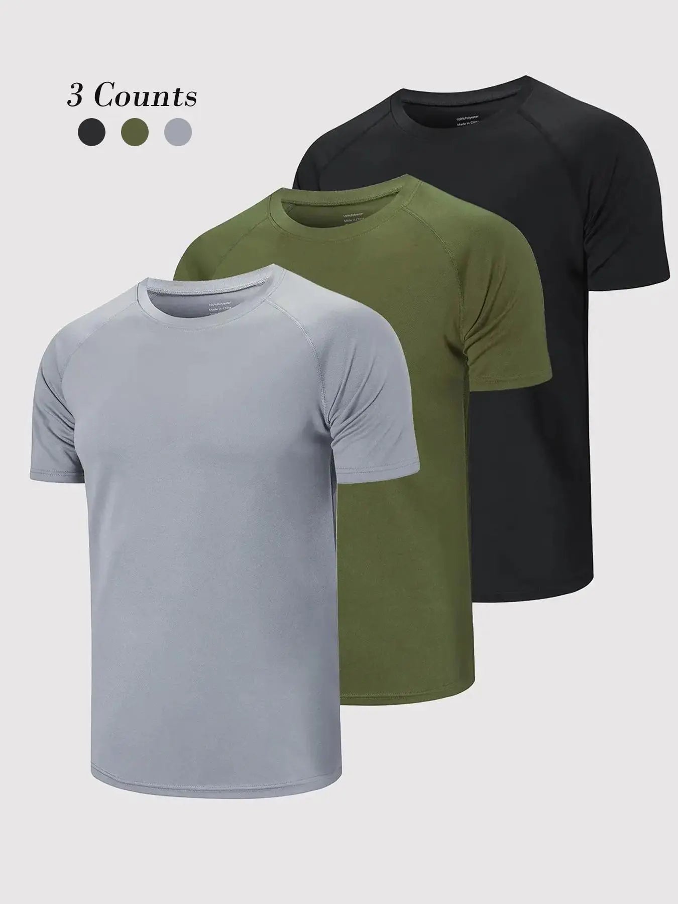 3/5 Pack Men'S Short Sleeve Sport round Neck Shirt, Breathable Cool Polyester T-Shirt, Ideal for Running Cycling Fitness, Quick Dry Casual Sports Top, Athletic Shirt